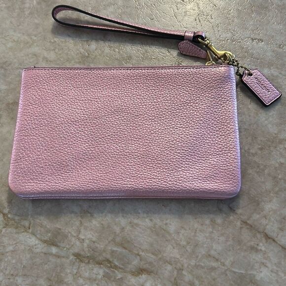 COACH Pink Metallic Large Wristlet - Picture 4 of 5